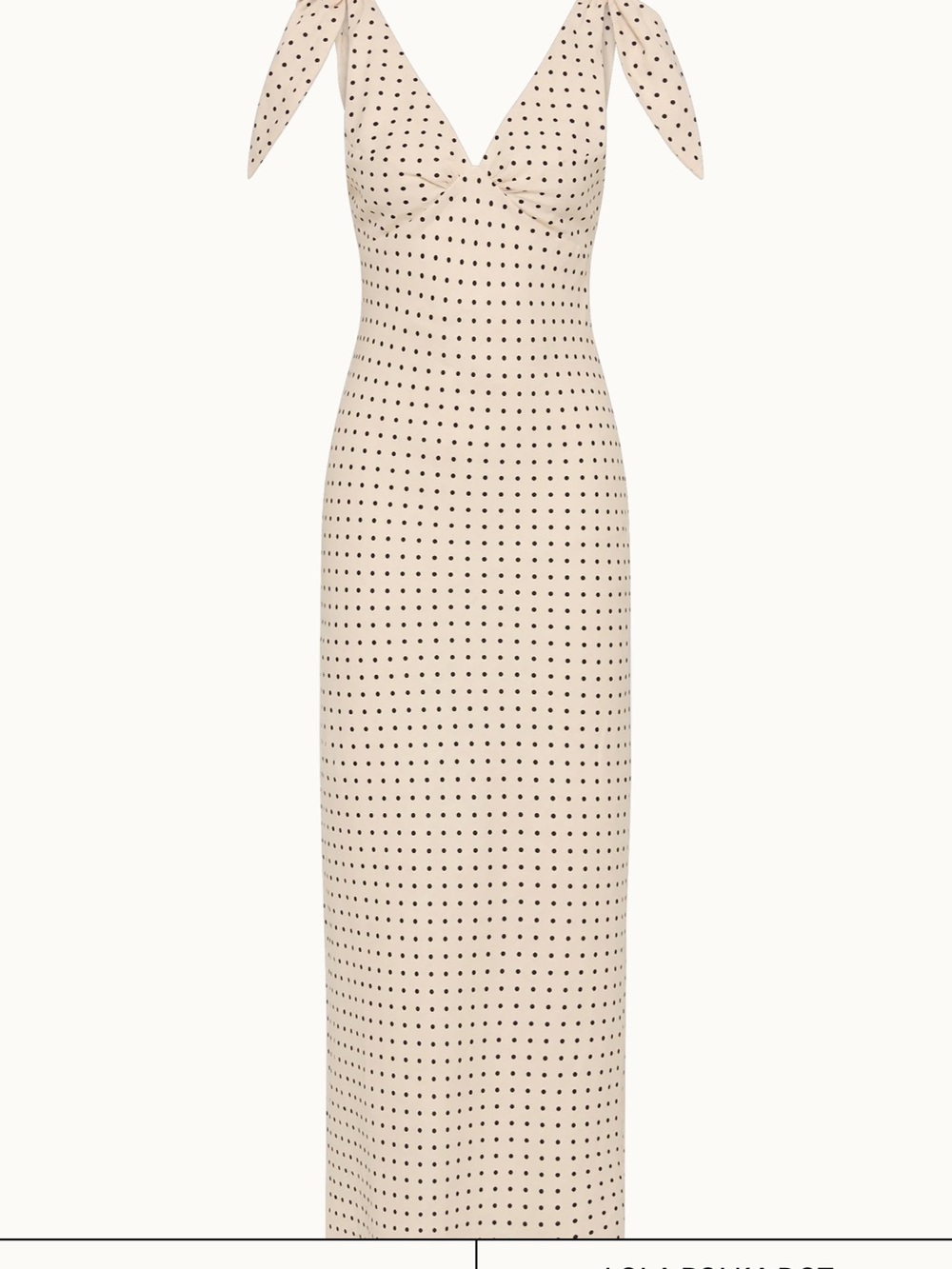 Cream Polka Dot Tie-Shoulder Linen Maxi Dress - Picture 3 of 7